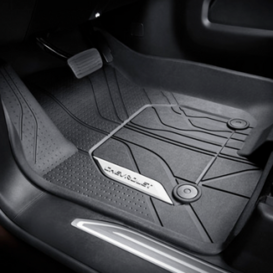 Chevrolet Floor Liners - Front Premium All Weather, With Console, Chevrolet Script, Jet Black for 2019-2023 Silverado 1500, 2500 HD, 3500 HD  84333602