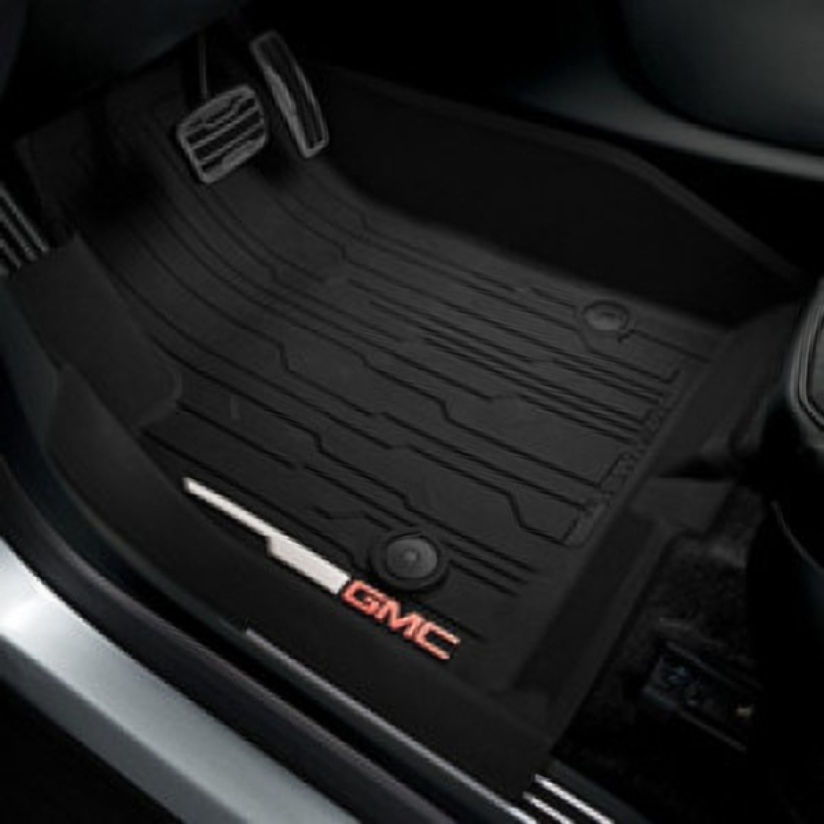 GMC Premium All Weather Floor Liners - Front GMC Logo, in Jet Black for 2017-2023 Acadia 84369001