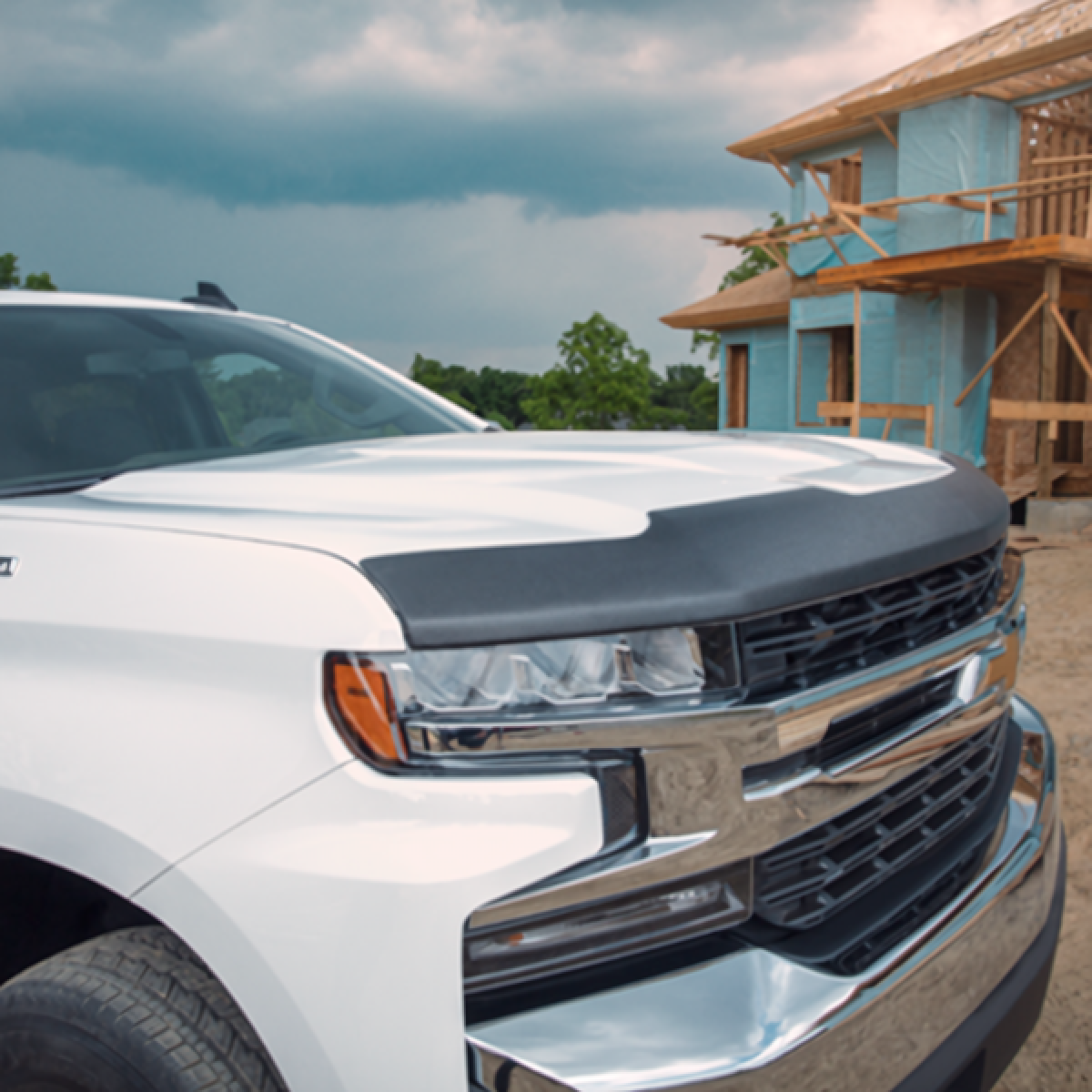 Chevrolet Moulded Hood Protector - Associated Accessories, Aeroskin, Smoke Black for 2020-2022 Silverado 1500 19417396