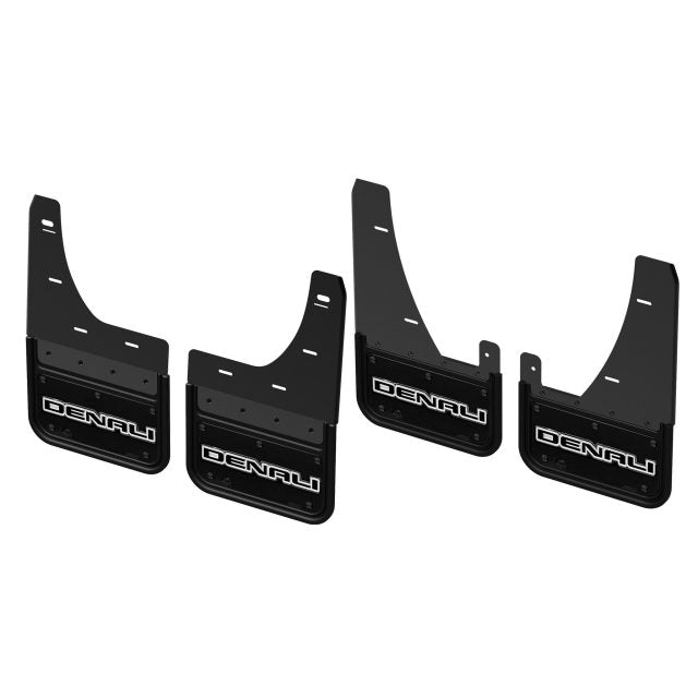 GMC 2024 Yukon Front and Rear Rubber No-Drill Gatorback Mud Flap Kit with Black Denali Logo by Truck Hardware 19435081