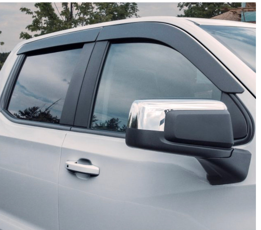 Chevrolet  Side Window Weather Deflector - Associated Accessories, 4-Piece, Low-Profile Tape-On, Smoke Black for 2020-2023 Silverado 1500 19417400